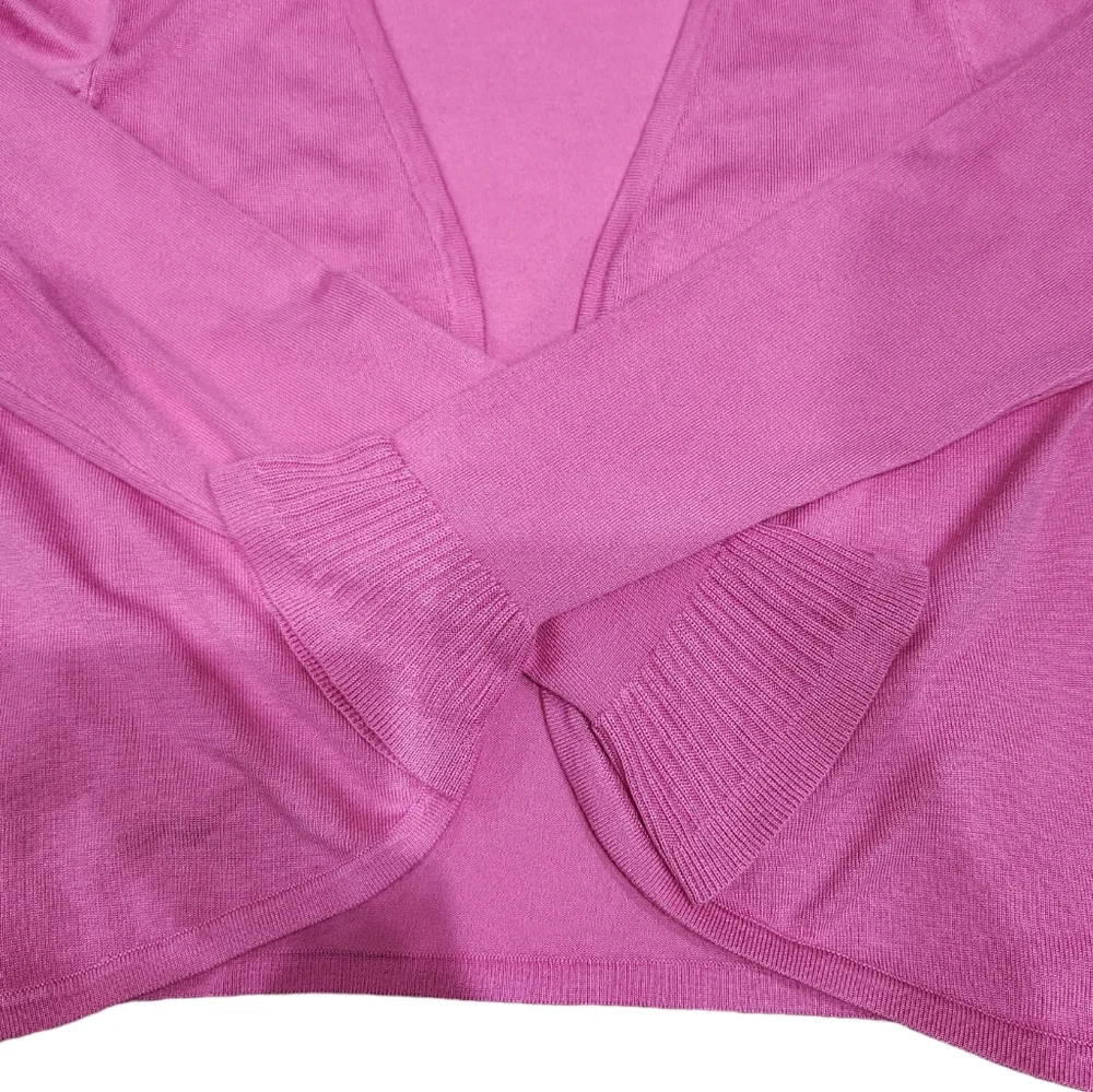 Ellen Tracy Pink Crop Lightweight Solid Cardigan Sweater Size M - Picture 5 of 9